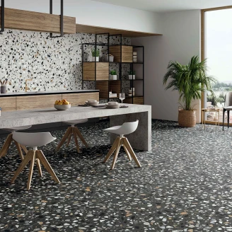 Klinker Guss-Terrazzo Sort Mat 60x120 cm